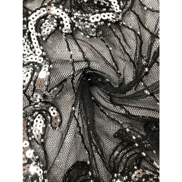 ✨ Sequin Mesh Evening Party Retro Flapper 1920s Shawl Wrap Cover Up Cape NEW - Picture 11 of 13